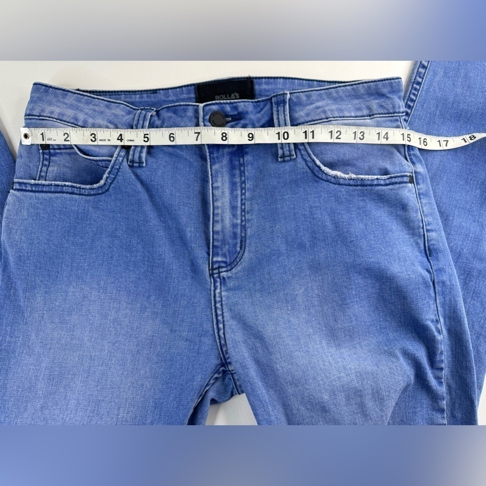 Rolla’s Slim Rollies Bold Blue Destroy Men Distressed Jeans Size 30 - Picture 6 of 14
